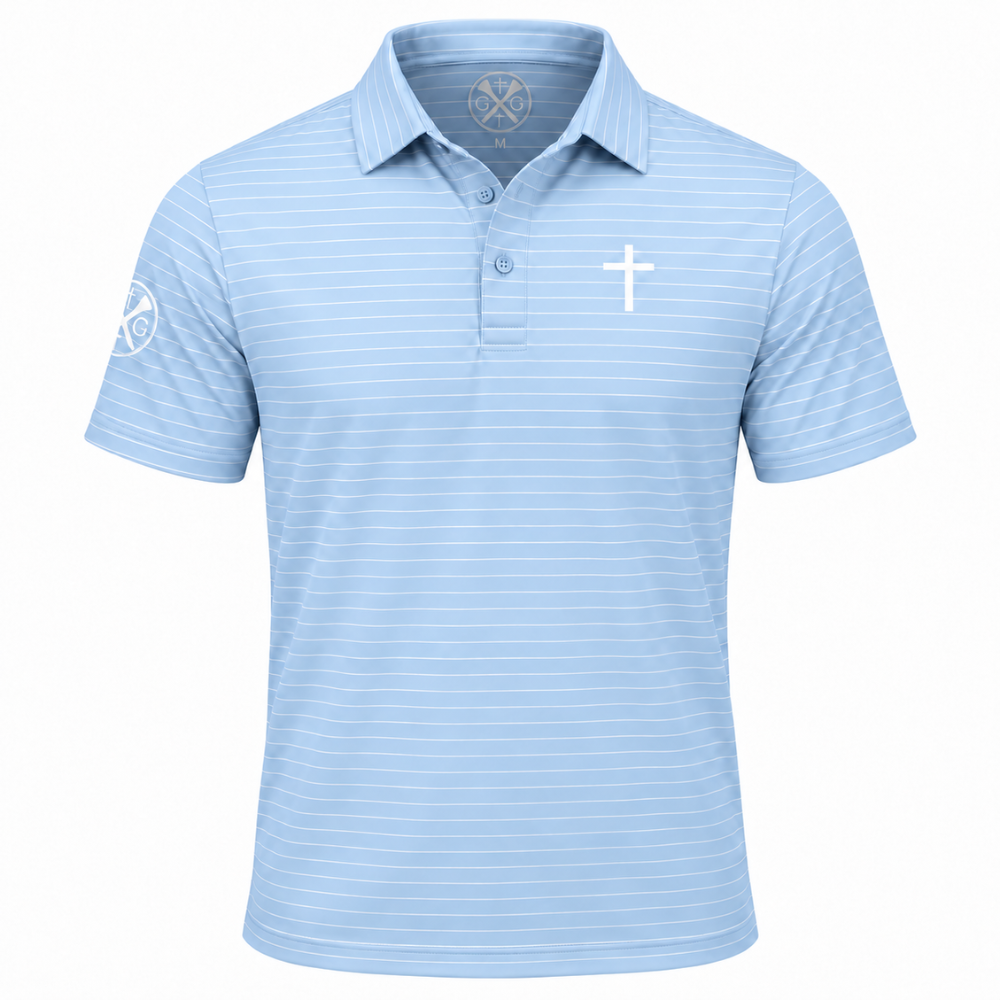 Legacy Collection Polo - Light Blue Stripe