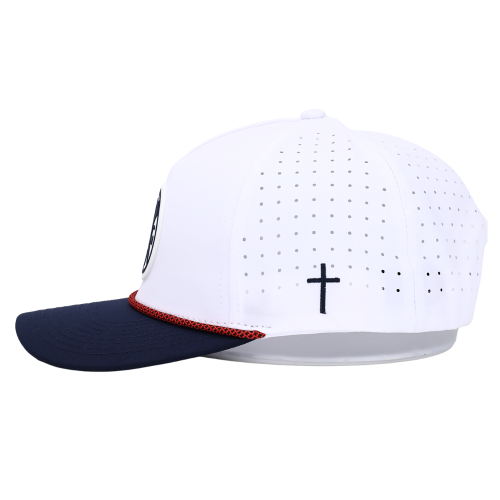 White & Navy Classic Gospel Golf Snapback Hat